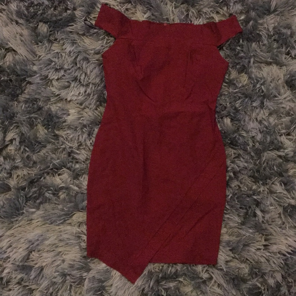 Maroon off shoulder dress
